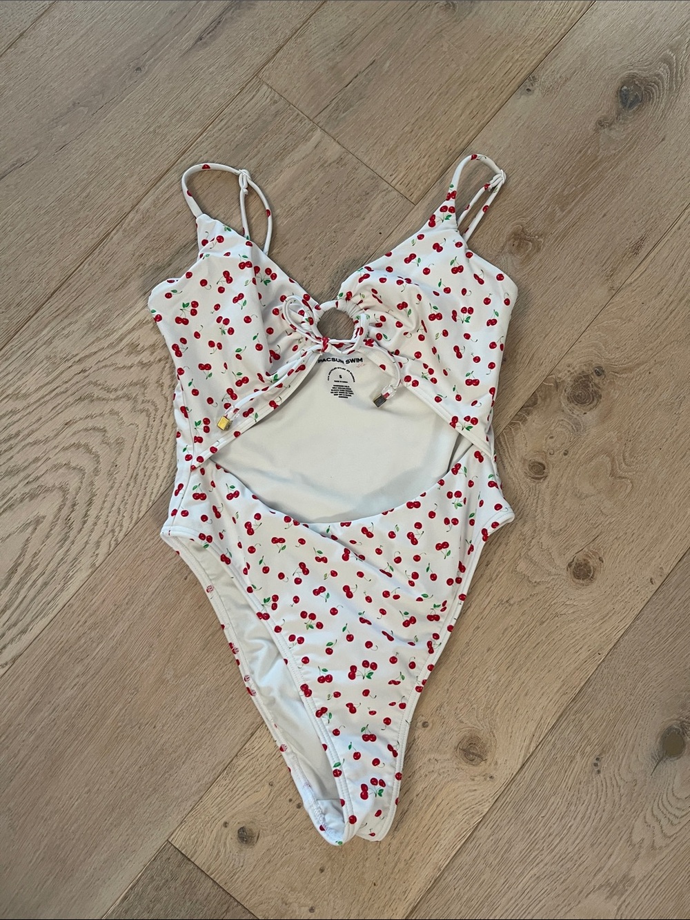 PacSun White Cherry Print One-Piece Swimsuit